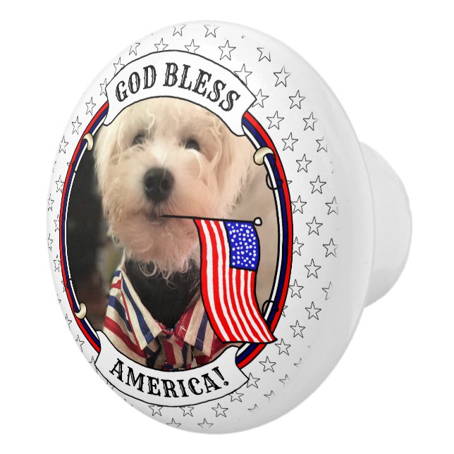 Custom Photo Frame USA American Flag Patriotic Fun Ceramic Knob (Right)