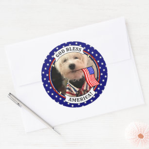 Custom Photo Frame USA American Flag Patriotic Fun Classic Round Sticker