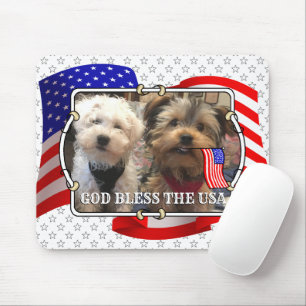 Custom Photo Frame USA American Flag Patriotic Fun Mouse Pad