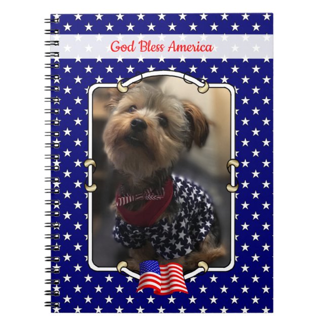 Custom Photo Frame USA American Flag Patriotic Fun Notebook (Front)