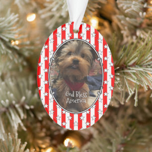 Custom Photo Frame USA American Flag Patriotic Fun Ornament