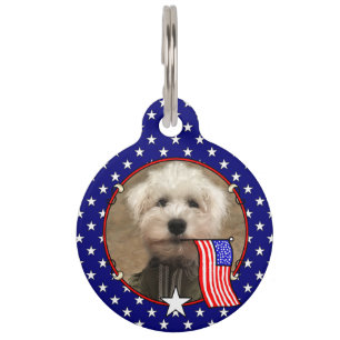 Custom Photo Frame USA American Flag Patriotic Fun Pet Tag
