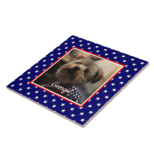Custom Photo Frame USA American Flag Patriotic Fun Tile