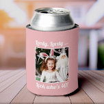 Custom Photo Fun Cool 40th Birthday Pink Can Cooler<br><div class="desc">Customize with your text and photo and wish Happy Birthday with these fun,  unique party favours! Perfect for a 40th birthday party but messages on front and back are fully customizable. Great for any outdoor birthday party,  bachelorette outing,  or any other celebration to create memories!</div>