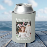 Custom Photo Fun Cool 40th Birthday Sage Can Cooler<br><div class="desc">Customize with your text and photo and wish Happy Birthday with these fun,  unique party favours! Perfect for a 40th birthday party but messages on front and back are fully customizable. Great for any outdoor birthday party,  bachelorette outing,  or any other celebration to create memories!</div>