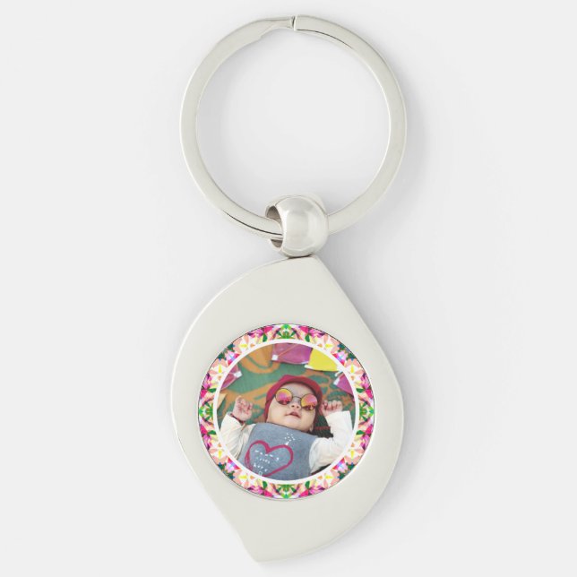 Custom Photo Fun Pink Happy Mother’s Day Keepsake Keychain (Front)