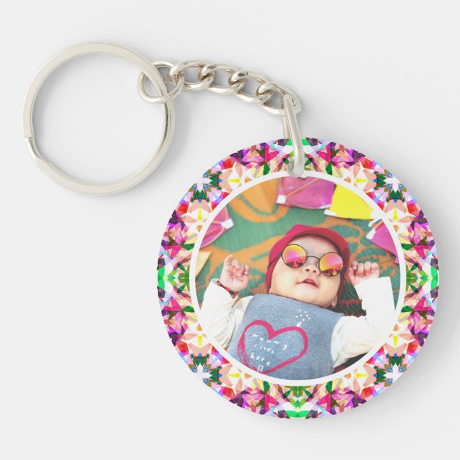 Custom Photo Fun Pink Happy Mother’s Day Keepsake Keychain (Front)
