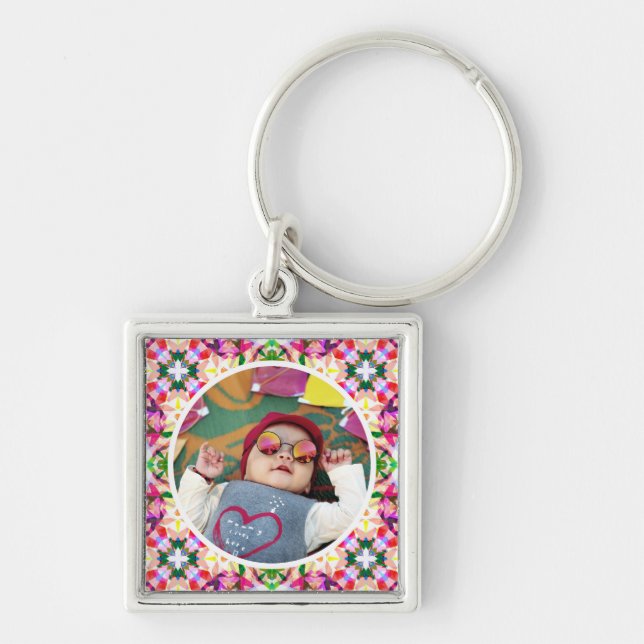 Custom Photo Fun Pink Happy Mother’s Day Keepsake Keychain (Front)