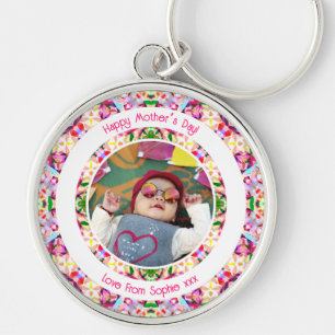 Custom Photo Fun Pink Happy Mother’s Day Keepsake Keychain