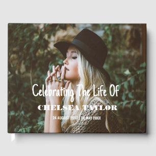 Custom Photo Funeral Celebration of Life Memorial  Guest Book
