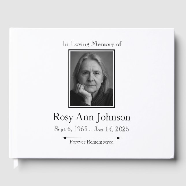 Custom Photo Funeral Guest Book – In Loving Memory (Front)
