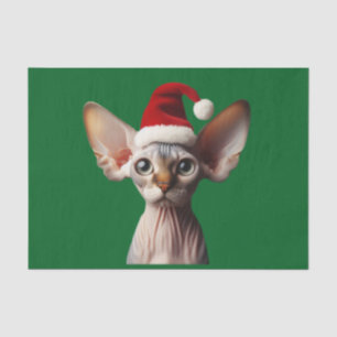 Custom Photo Funny Christmas Elf Sphynx Cat  Tissue Paper