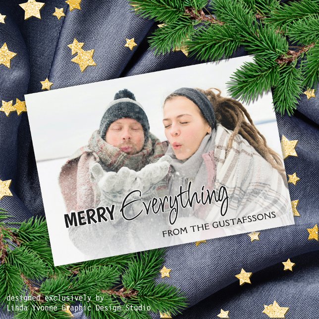 Custom Photo Funny Merry Everything Humour Text Holiday Card (Creator Uploaded)