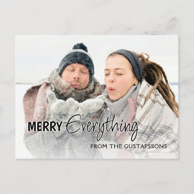 Custom Photo Funny Merry Everything Humour Text Postcard (Front)