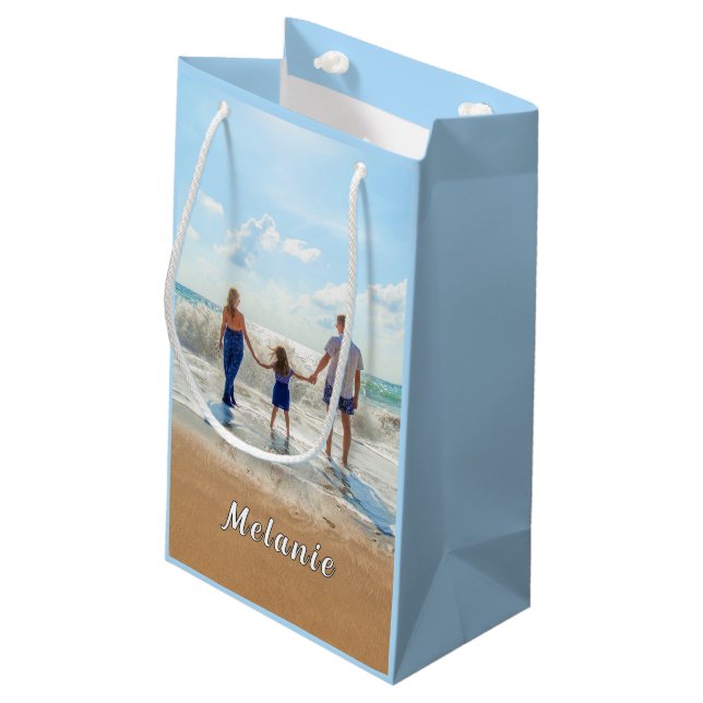 Custom Photo Gift Bag Personalized Name (Back Angled)