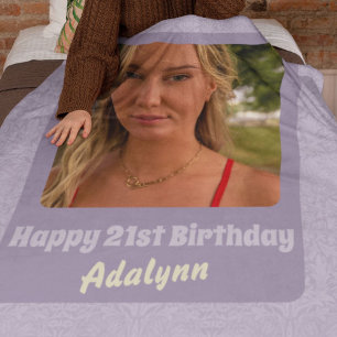 Custom Photo Gifts for 21 Year Old Female Violet Sherpa Blanket