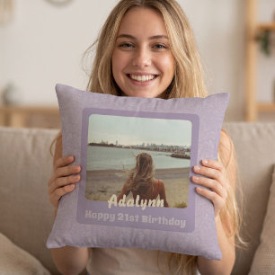 Custom Photo Gifts for 21 Year Old Female Violet Throw Pillow