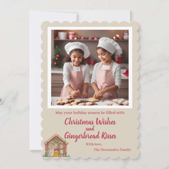 Custom Photo Gingerbread Holiday Card (Front)