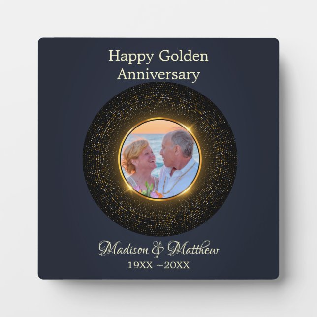 Custom Photo Glittering 50th Anniversary  Plaque (Front)