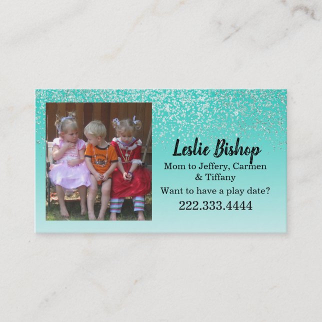 Custom Photo Glittery Mommy Card (Front)