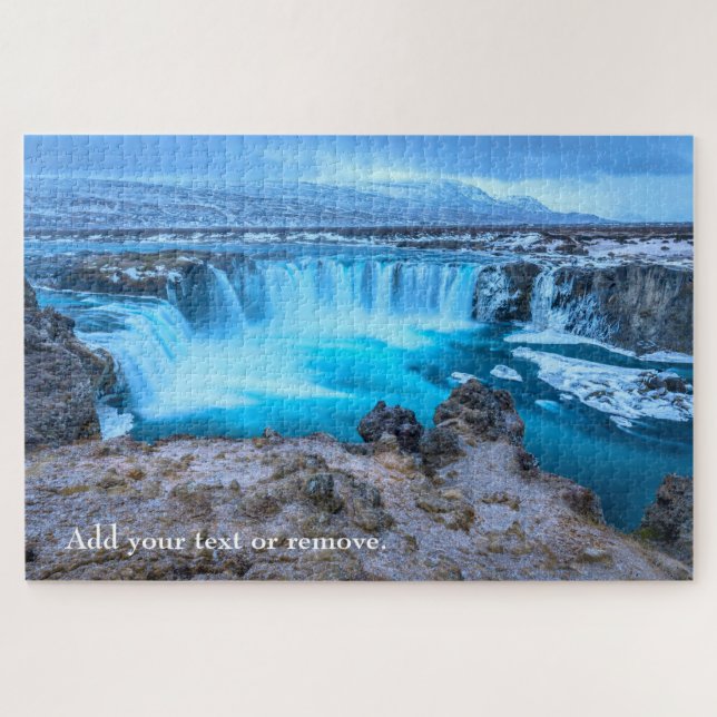 Custom photo Godafoss Waterfall landscape Iceland: Jigsaw Puzzle (Horizontal)
