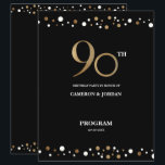 Custom photo Gold Black Confetti 90th birthday<br><div class="desc">Personalize this flyer sheet letter size,  gold and black confetti 90th birthday party program design. Celebrate and include the party itinerary schedule,  name of the celebrants,  photo and venue for the nintieth birthday celebrants. A joint party program for 2 celebrants.</div>