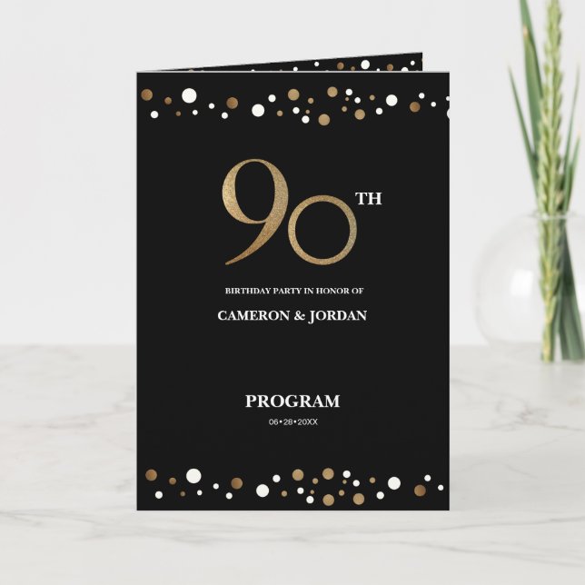 Custom photo Gold Black joint 90th birthday  Program (Front)