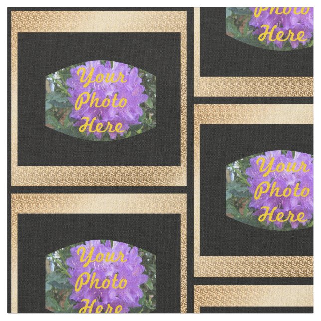 Custom Photo Gold, Black Squares Fabric (Close Up)