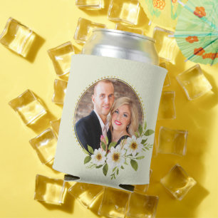 Custom Photo Gold Floral Frame  Can Cooler