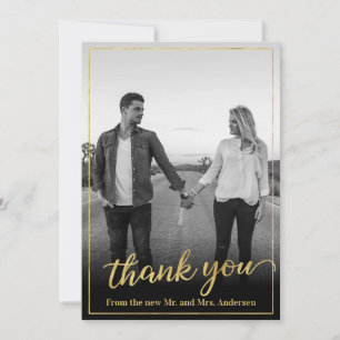 Custom Photo Gold Frame Thank You Card