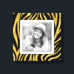 Custom Photo Gold Zebra Canvas Print<br><div class="desc">Made to look dimensional, a black and gold zebra print pattern creates a beautiful frame for your favourite photo on this wrapped canvas. **TIP: If using square plaque, you might need to crop your photo to a square BEFORE uploading it for best results.</div>