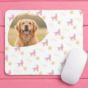 Custom Photo Golden Retriever - Pastel Pink Mouse Pad