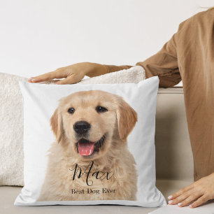 Custom Photo Golden Retriever Personalized Throw Pillow