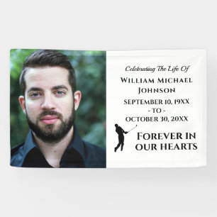 Custom Photo Golf Forever In Our Hearts Memorial Banner