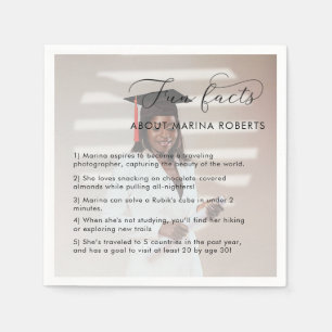Custom Photo Graduate Fun Facts Graduation Party Napkin