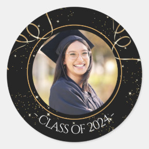 Custom Photo Graduation Classic Round Sticker