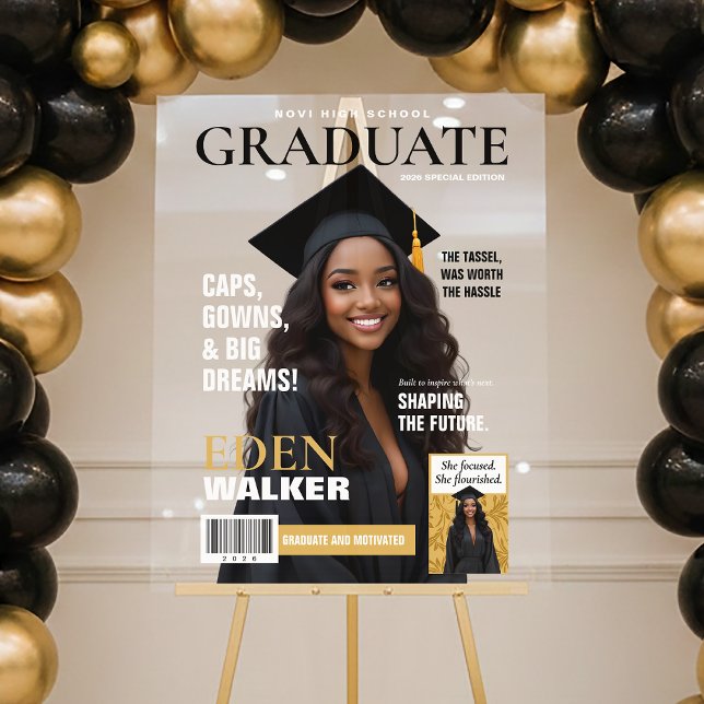 Custom Photo Graduation Magazine Display (Graduation Acrylic Magazine Cover Display | Graduation Party Decoration)