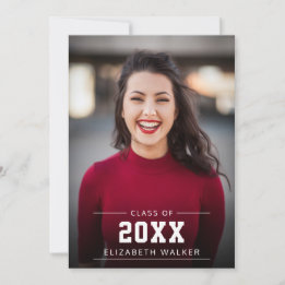 Custom Photo Graduation Modern White Overlay Announcement