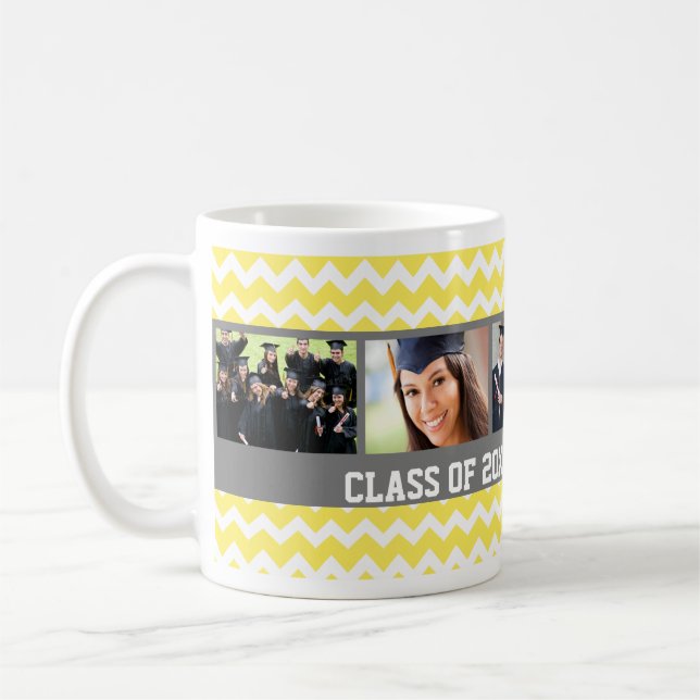 Custom Photo Graduation Mug Grey Yellow (Left)