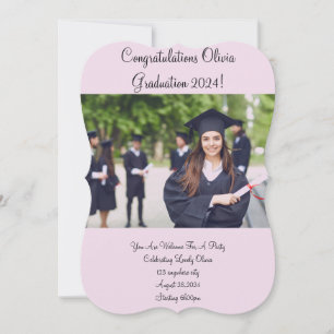 CUSTOM PHOTO GRADUATION PARTY INVITATION PINK