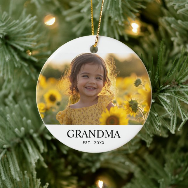 Custom Photo Grandma Ceramic Ornament (Tree)