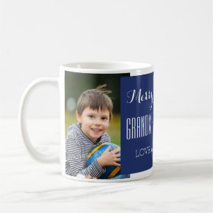 Custom Photo Grandparents Christmas Mug Blue