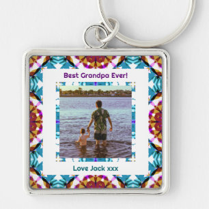 Custom Photo Grandparents Day Best Grandpa Ever Keychain
