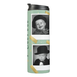 Custom Photo Green Butterflies Floral Mom Grandma  Thermal Tumbler