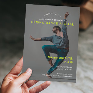 Custom Photo Green Minimalist Dance Recital Invitation