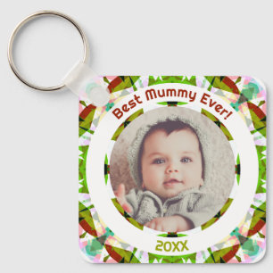 Custom Photo Green Mother’s Day Best Mummy Ever Keychain