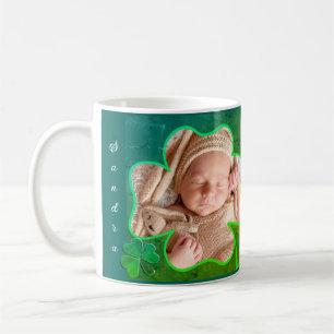 Custom Photo Green St. Patrick's 4Leaf Shamrock  Coffee Mug