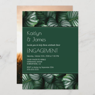 Custom Photo Green Tropical Palm Engagement Party Invitation