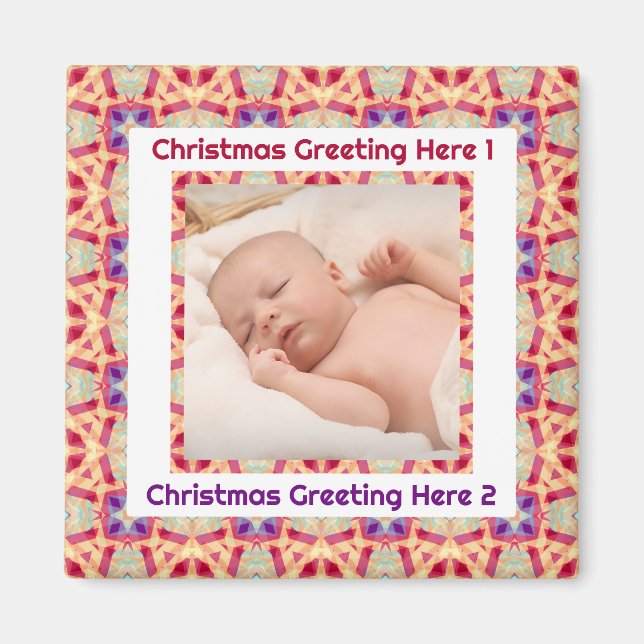 Custom Photo Greeting Jolly Happy First Christmas Magnet (Front)
