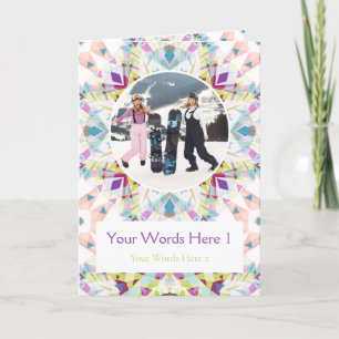 Custom Photo Greeting Purple Star Christmas Card